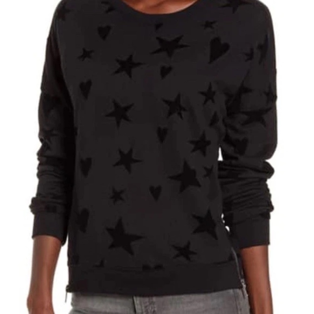 Rails Black Star and Heart Sweatshirt Zip Sides